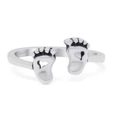 Baby Feet Band Oxidized Solid 925 Sterling Silver Thumb Ring